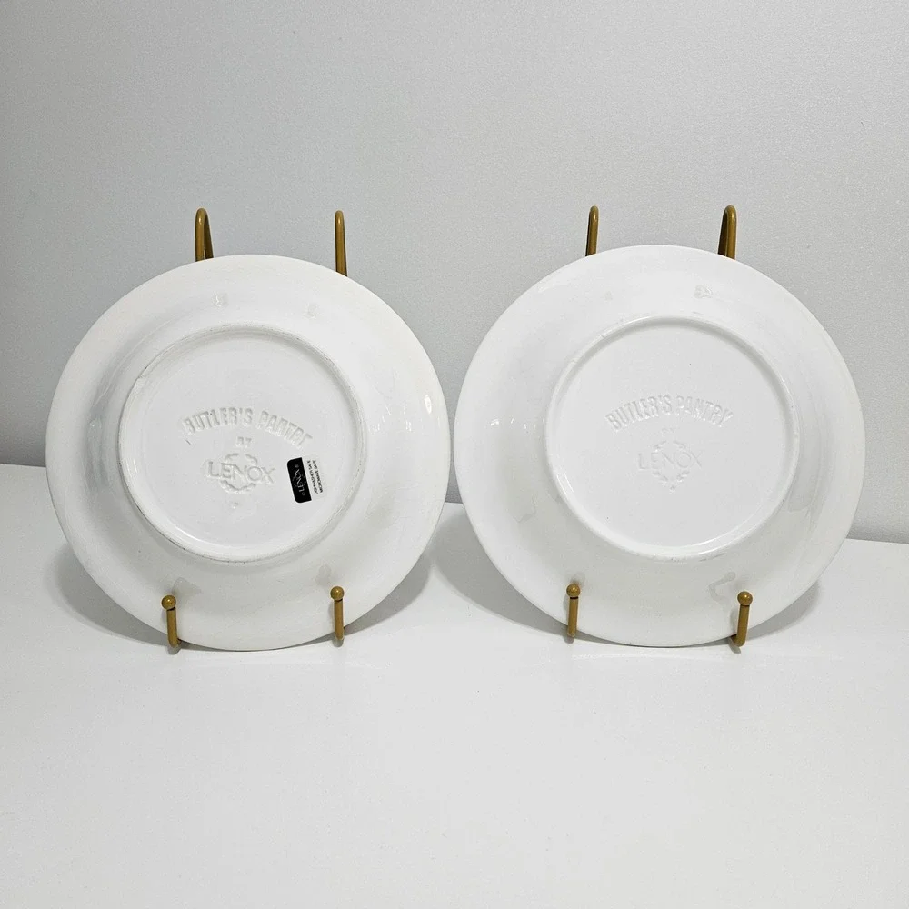 Lenox Butlers Pantry Pasta 2 Bowls Discontinued Ivory Stoneware Rimmed Soup Y2K